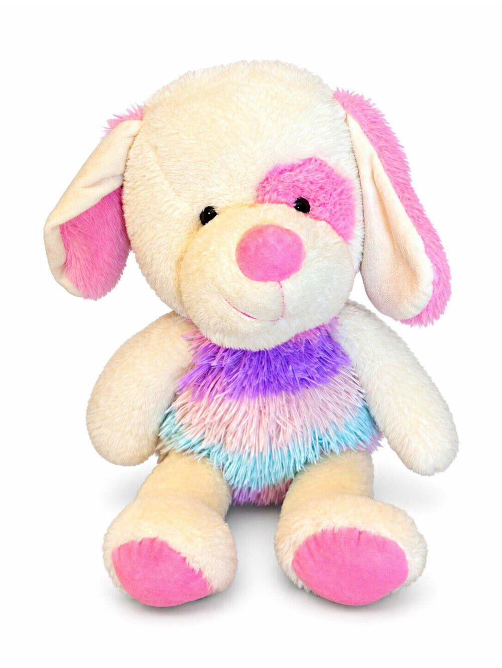Colorful Puppy Dog Plush Stuffed Animal Pink Purple Blue White Soft Toy